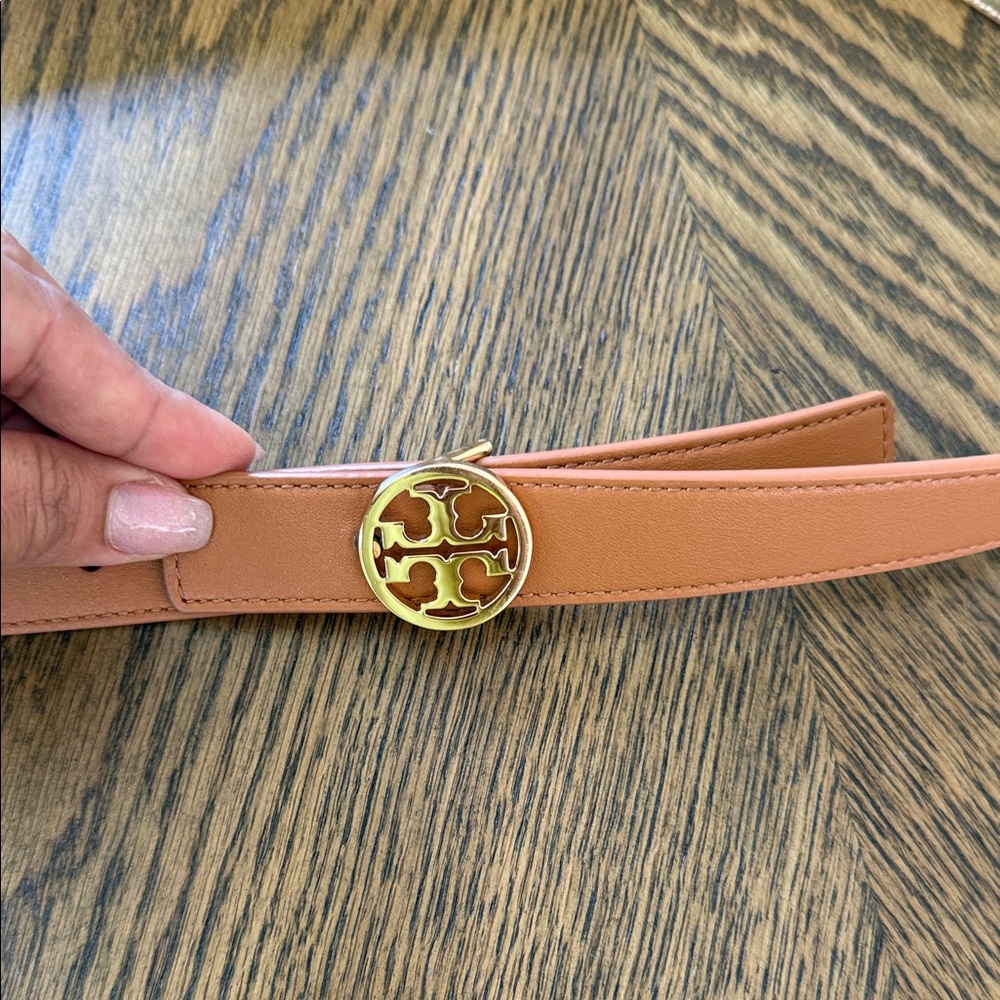 Tory Burch Tan Belt with Gold Emblem